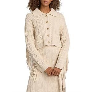 NEW SIMKHAI virginia cropped cardigan in beige